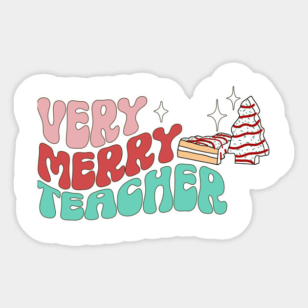 Teacher Christmas Cake Very Merry Groovy Christmas Vibes Sticker by SilverLake